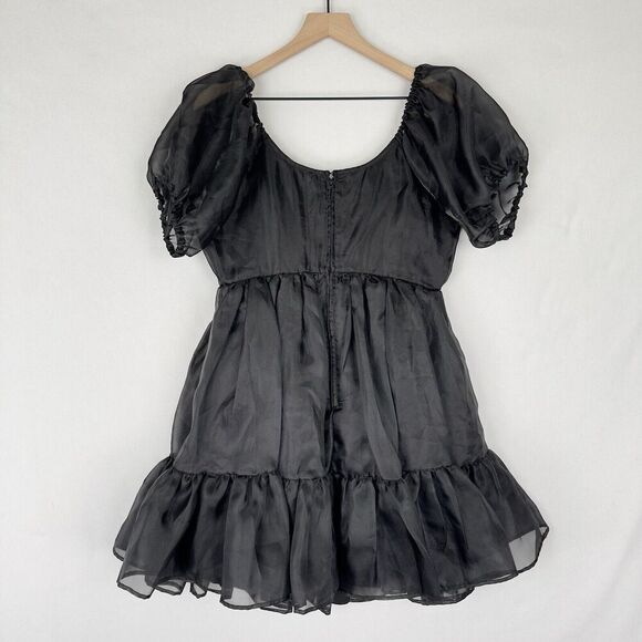Hot Topic Dress Womens‎ Large Black Chiffon Fit & Flare Whimsigoth Grunge Witchy - Picture 7 of 16